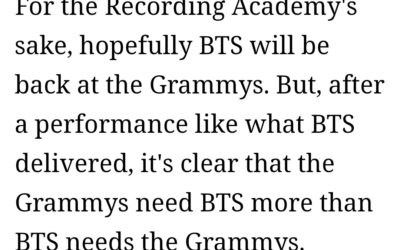 Revista Esquire dice que BTS en los Grammy es prueba de que ellos son más grandes que un trofeo