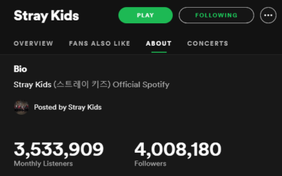 Stray Kids pasa a la historia al superar los 4 M de seguidores en Spotify