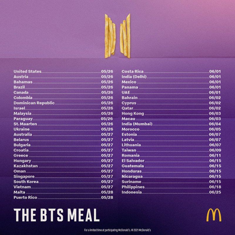 McDonald's lanzará el nuevo combo 'BTS Meal' en varios países