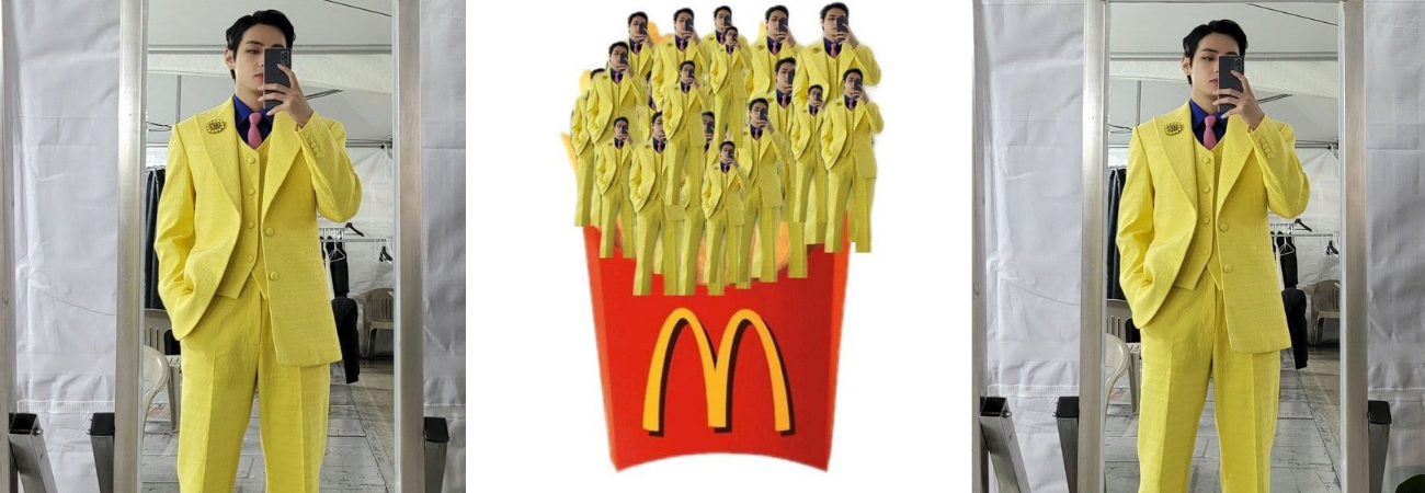 El traje amarillo de V de BTS en los GDA de 2021 es el nuevo meme favorito  de ARMY | KPOPLAT