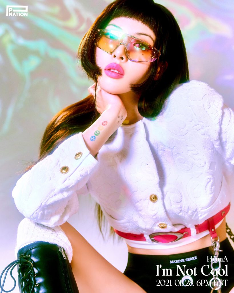 HyunA luce un estilo funky en sus nuevas imágenes para 'I'm Not Cool'