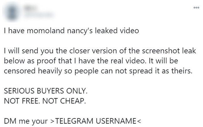 Anti fans de Nancy de MOMOLAND están vendiendo más imágenes de la grabación no autorizada de la cantante