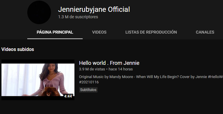 El canal de Jennie de BLACKPINK en YouTube supera 1 Millón de suscriptores en solo unas horas