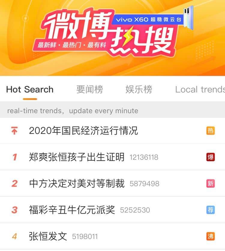 Hot search zheng shuang