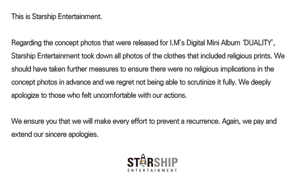 Starship Entertainment se disculpa y borra las controvertidas fotos de I.M de MONSTA X