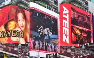 Vallas publicitarias de Twice, Stray Kids y Ateez en Nueva York